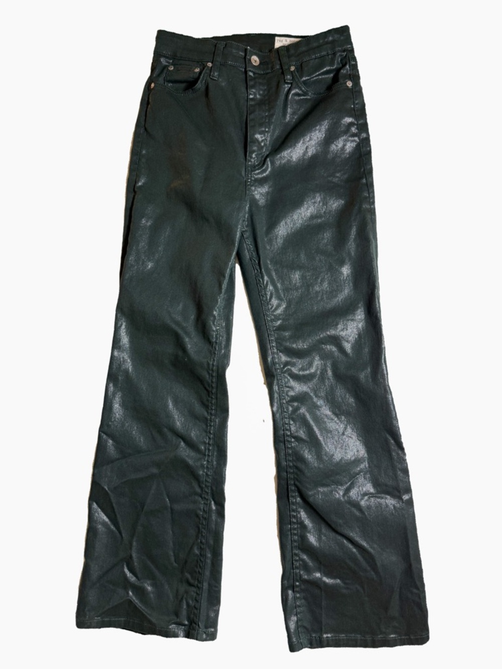 Rag & Bone Casey High-Rise Ankle Flare - Coated Pine Grove